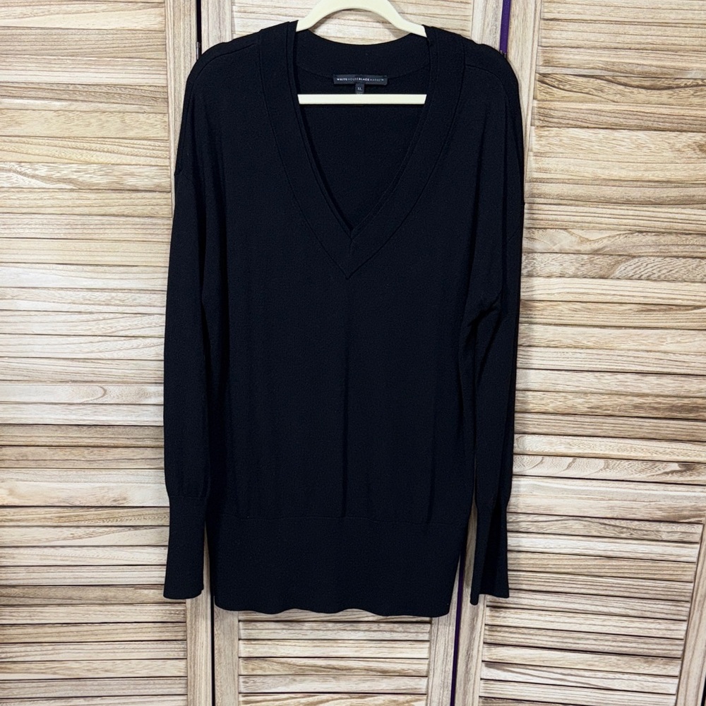 White House Black Market Deep Black V-Neck Sweater